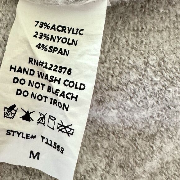 Mustard Seed Gray Thin Knit Sweater Size Medium Oversized Pullover Top Tie Arms - Picture 12 of 12